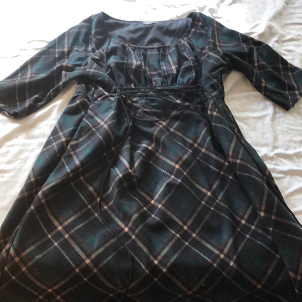 Green Plaid Corset Tie Fit and Flare Dress.